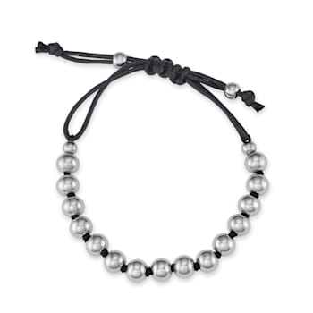 Bead and Cotton String  Stainless Steel Bracelet  Adjustable