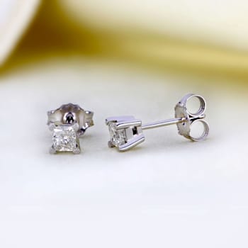1/2ct TDW Princess Cut Diamond Stud Earrings in 14k White Gold