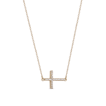 1/20ct TDW Diamond Religious Cross Pendant Necklace in 10k Yellow Gold