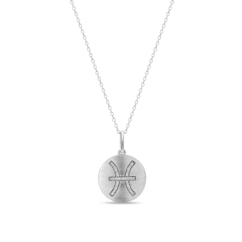 1/10ctw Diamond Pisces Zodiac Sign Pendant for Women Necklace in Silver