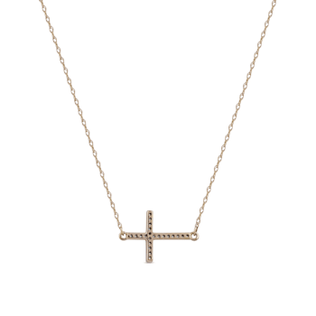 1/20ct TDW Diamond Religious Cross Pendant Necklace in 10k Yellow Gold