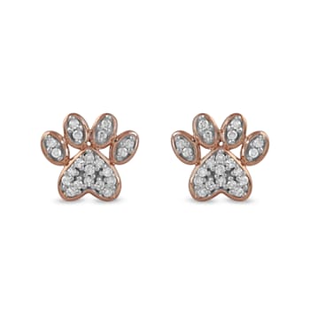 1/10ct TDW Diamond Dog Paw Earrings for Women in 10k Rose Gold