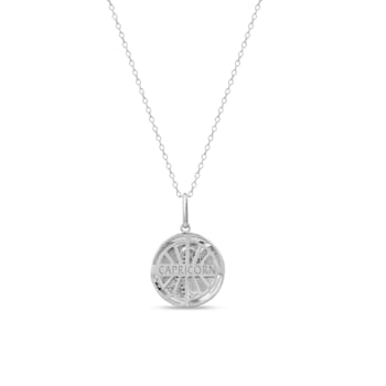 1/10ctw Diamond Capricorn Zodiac Sign Pendant for Women Necklace in Silver