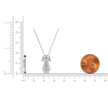 Sterling Silver Diamond Animal Dog Pet Pendant Necklace .20ctw