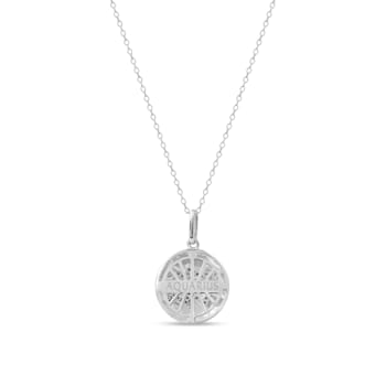 1/10ctw Diamond Aquarius Zodiac Sign Pendant for Women Necklace in Silver