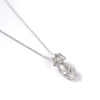 Sterling Silver Diamond Animal Dog Pet Pendant Necklace .20ctw