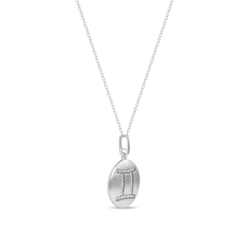 1/10ctw Diamond Gemini Zodiac Sign Pendant for Women Necklace in Silver