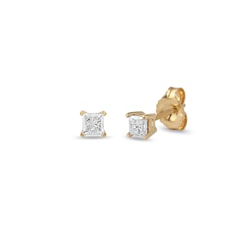 1/6ct TDW Princess-Cut Diamond Stud Earrings in 10k Yellow Gold