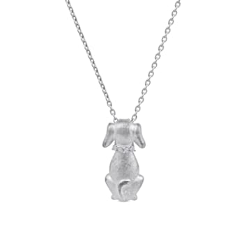 Sterling Silver Diamond Animal Dog Pet Pendant Necklace .20ctw