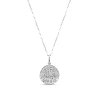 1/10ctw Diamond Gemini Zodiac Sign Pendant for Women Necklace in Silver