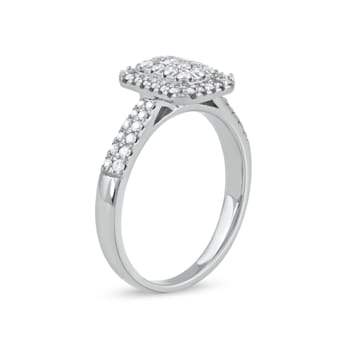 1/2ct TDW Diamond Cluster Engagement Ring in 10k White Gold