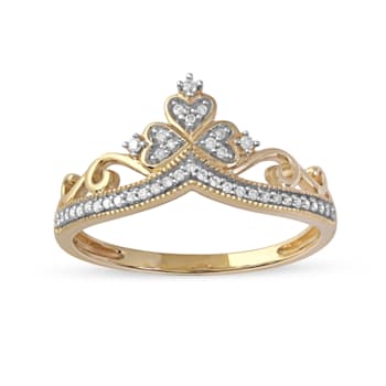 1/8ct TDW Diamond Princess Crown Fashion Ring in 10k Yellow Gold