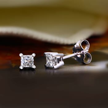 1/2ct TDW Princess Cut Diamond Stud Earrings in 14k White Gold