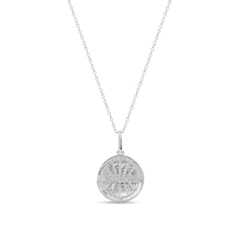 1/10ctw Diamond Scorpio Zodiac Sign Pendant for Women Necklace in Silver
