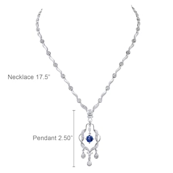 Tanzanite and Diamond 14KT White Necklace 3.00ctw