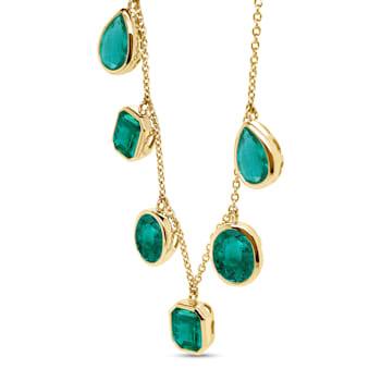 Colombian Emerald 7.05Cts, Crafted in 18K Yellow Gold necklace.