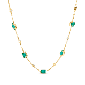 Colombian Emerald 6.34 Cts, Crafted in 18k Yellow gold Niagara
collection necklace.