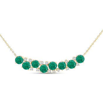 4.81Cts Colombian Emerald-cut round, with 0.39Ct Diamond, crafted in 18K
yellow gold necklace.