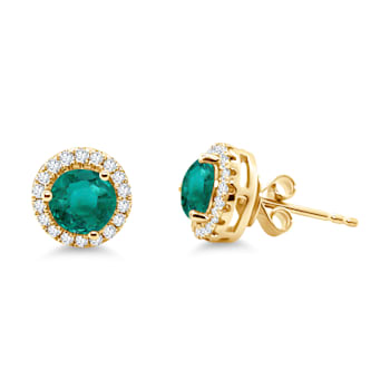 0.68cts Colombian Emerald, 0.21cwdiamond, crafted in 14k White Gold, E arring.