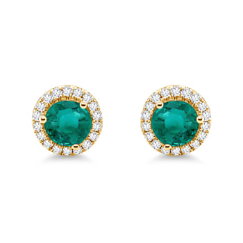 0.88Cts, Colombian Emerald, 0.21cwdiamond, crafted in 18K White Gold, E arring.