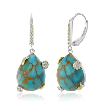 GEMistry Pear Sonoran Turquoise Cabochon and Peridot Drop Earrings in
Sterling Silver