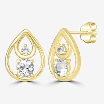 GEMistry 0.66 Ctw Round White Topaz Stud Earrings in Sterling Silver