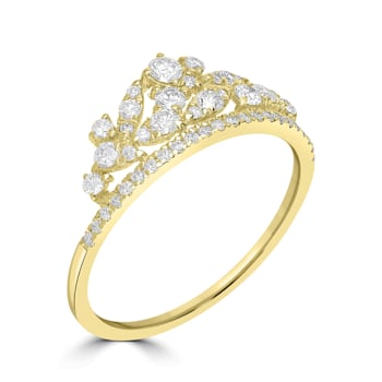 GEMistry 14K Yellow Gold 0.5 Ctw Round Diamond Crown Ring