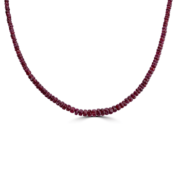 GEMISTRY 48.10 carats Ruby Bead and White Diamond 18" Necklace in
Sterling Silver