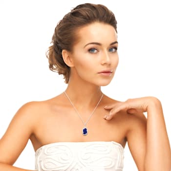 GEMISTRY Lapis with White Topaz Wave Pendant Necklace in Sterling
Silver, 18 inch