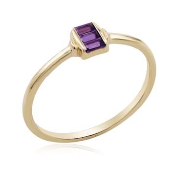 GEMistry 0.14 ctw Baguette Amethyst Trio Midi Ring in 925 Sterling Silver