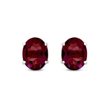 GEMistry Oval Garnet Stud Earrings in Sterling Silver