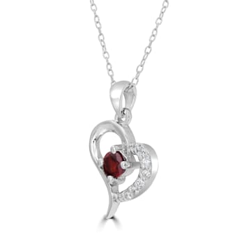 GEMistry Love Heart Red Garnet Sterling Silver 18 inch Cable Chain
Pendant Necklace