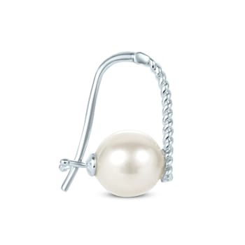 Gemistry White Cultured Freshwater Pearl Hoop Earrings in Sterling
Silver for Women
