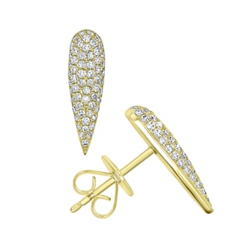 GEMistry 14K Yellow Gold 0.42Ctw Round Diamond Pear Stud Earrings