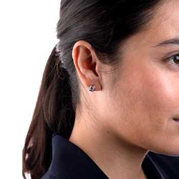 GEMistry 1.21 Ct Round White Topaz Stud Earrings in Sterling Silver