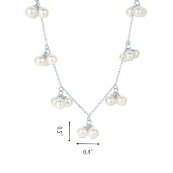 GEMISTRY White Cultured Freshwater Pearl Station Necklace in Sterling Silver