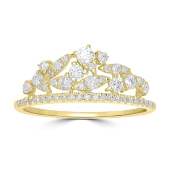 GEMistry 14K Yellow Gold 0.5 Ctw Round Diamond Crown Ring