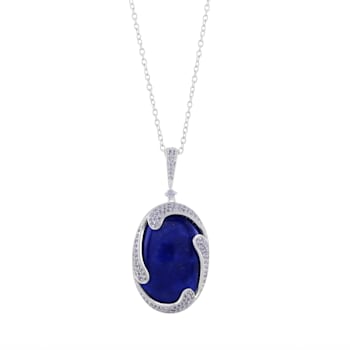 GEMISTRY Lapis with White Topaz Wave Pendant Necklace in Sterling
Silver, 18 inch