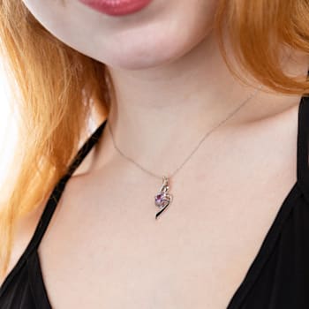 GEMistry Amethyst Sterling Silver 18 Inch Cable Chain Pendant Necklace
