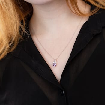 GEMistry Amethyst Stone 925 Sterling Silver 18 Inch Cable Chain Pendant Necklace