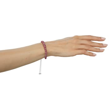 Pink Thulite Gemstone Adjustable Slider Bracelet Sterling Silver