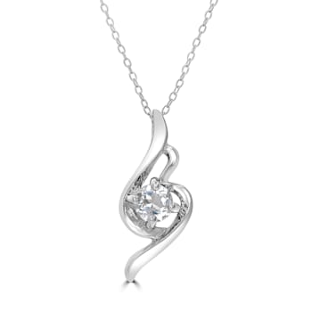 GEMistry White Topaz Sterling Silver 18 Inch Cable Chain Pendant Necklace
