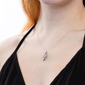 GEMistry Blue Topaz Sterling Silver 18 Inch Cable Chain Pendant Necklace