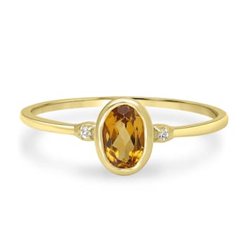 GEMistry 0.43 ctw Oval Citrine and Topaz Midi Ring in 925 Sterling Silver