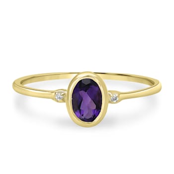 GEMistry 0.41 ctw Oval Amethyst and Topaz Midi Ring in 925 Sterling Silver