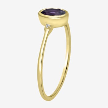 GEMistry 0.41 ctw Oval Amethyst and Topaz Midi Ring in 925 Sterling Silver