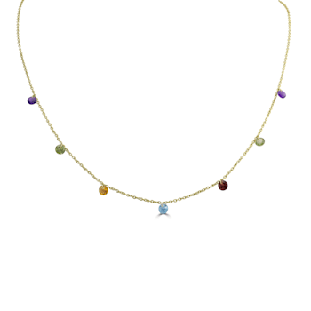 Gemistry 1.95 carats Genuine Multi Color Gemstone Necklace in 14K Gold
Plated Sterling Silver
