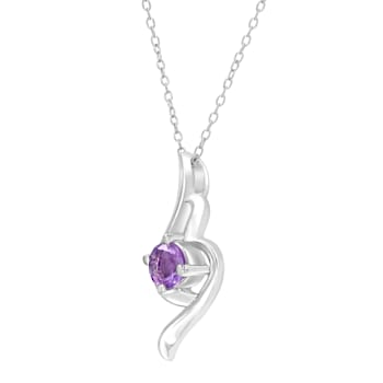 GEMistry Amethyst Sterling Silver 18 Inch Cable Chain Pendant Necklace