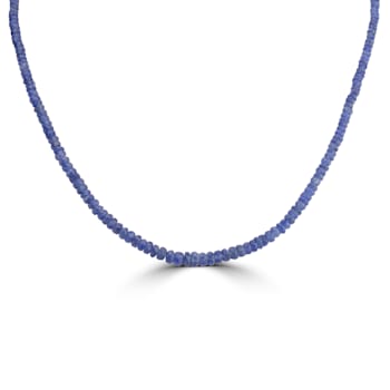 GEMistry 48.10 ctw Blue Sapphire Bead and White Diamond 18"
Necklace in Sterling Silver