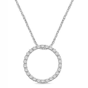 10K White Gold Circle Diamond Fashion Pendant .50ctw